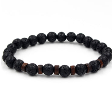 Personality Men's Black Volcanic Stone Bracelet Rimantojewelry