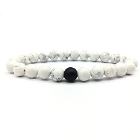 Frosted Stone White Turquoise 8mm Couple Suit Bracelet Rimantojewelry