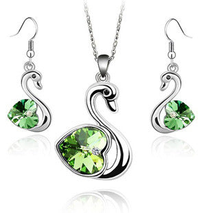 Crystal Love Swan Jewelry Set Rimantojewelry