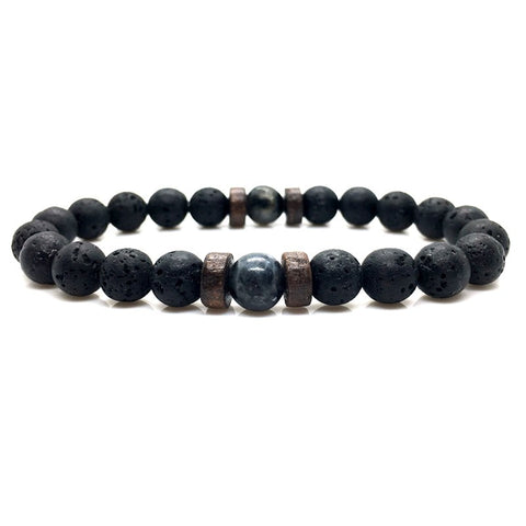 Personality Men's Black Volcanic Stone Bracelet Rimantojewelry