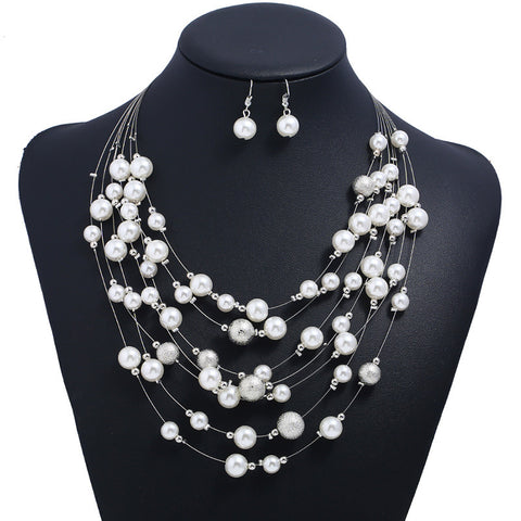 Multilayer pearl necklace pendant Success Rimantojewelry