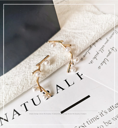 Personalized Pearl Net Earrings Rimantojewelry