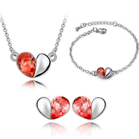 Crystal Heart Jewelry Set Rimantojewelry