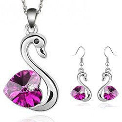 Crystal Love Swan Jewelry Set Rimantojewelry