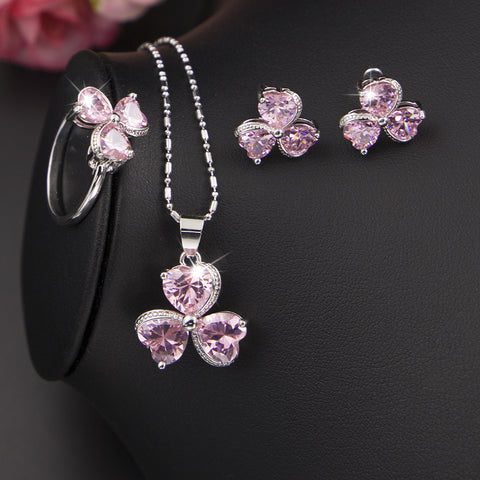 Clover Zircon Jewelry Set Women's Diamond Jewelry Rimantojewelry