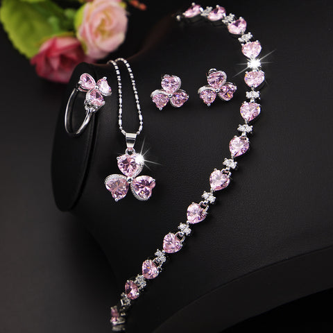 Clover Zircon Jewelry Set Women's Diamond Jewelry Rimantojewelry