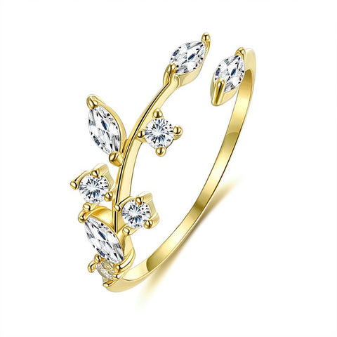 S925 Leaves Ring Women Rimantojewelry