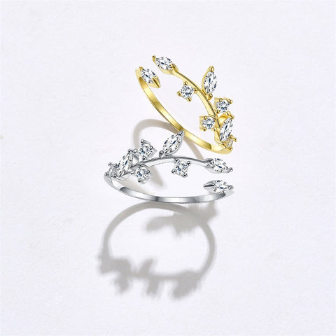 S925 Leaves Ring Women Rimantojewelry