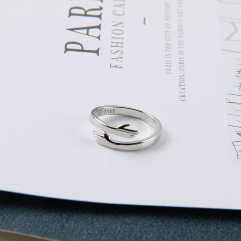 Alloy Simple Hands Hug Ring Opening Adjustable Jewelry on bg