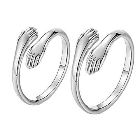 Alloy Simple Hands Hug Ring Opening Adjustable Jewelry double
