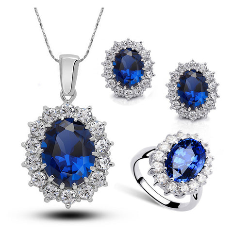 Crystal Jewelry Bridal Necklace Earrings Ring Jewelry Set Rimantojewelry