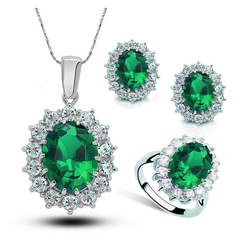 Crystal Jewelry Bridal Necklace Earrings Ring Jewelry Set Rimantojewelry