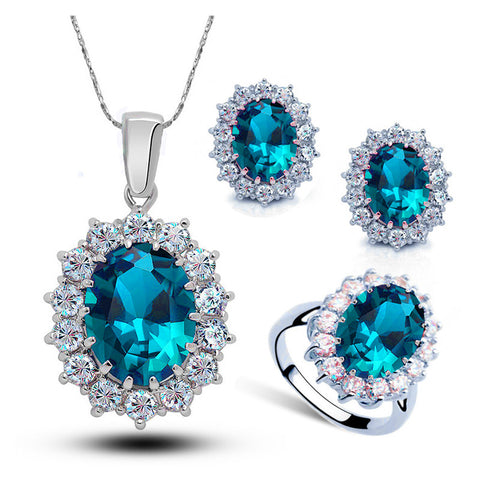 Crystal Jewelry Bridal Necklace Earrings Ring Jewelry Set Rimantojewelry
