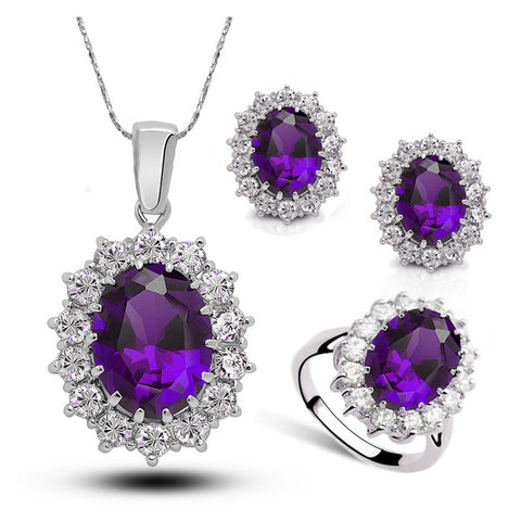 Crystal Jewelry Bridal Necklace Earrings Ring Jewelry Set Rimantojewelry