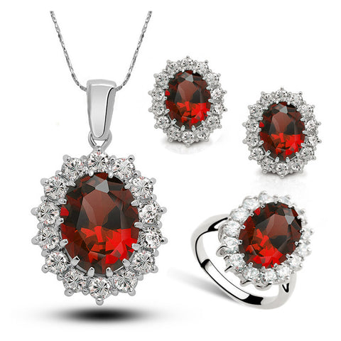 Crystal Jewelry Bridal Necklace Earrings Ring Jewelry Set Rimantojewelry