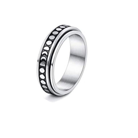 Stainless Steel Rotatable Spinner Ring Moon Stars Relieve Anxiety Rings double dot