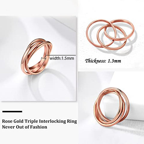 Stainless Steel Ring Triple Row Rolling Ring pink