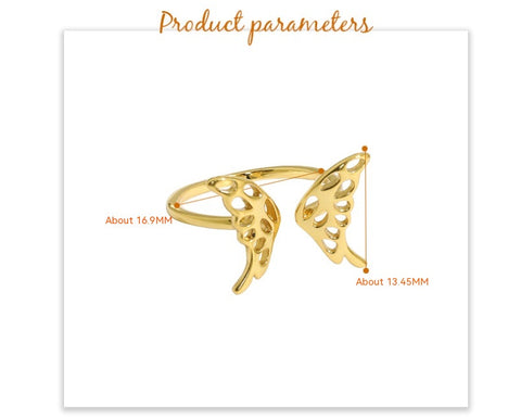 Butterfly Glossy Texture Silver & gold Ring details