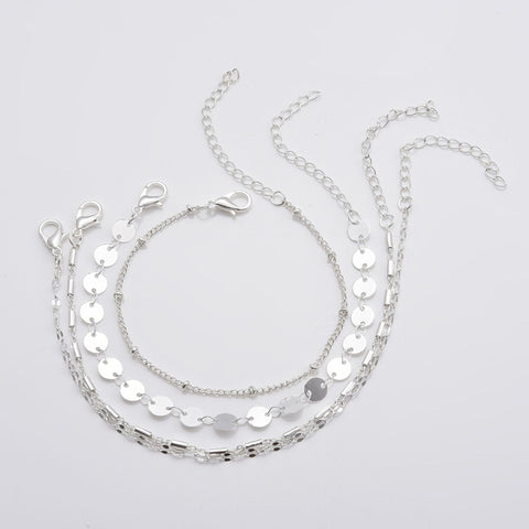 4-pack Set Tube Chain Disc Lace Bracelet Rimantojewelry