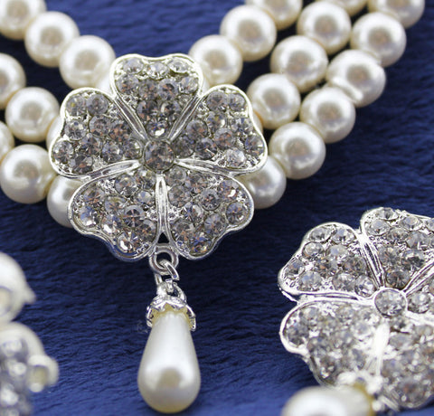 Three-piece Four-leaf Clover Necklace And Earrings Rimantojewelry