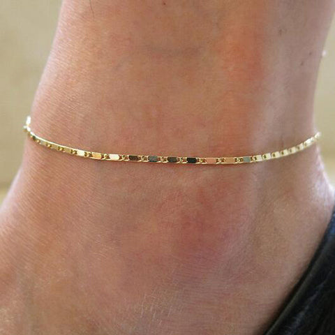 Bohemian Simple Women's All-Match Box Chain Summer Anklet Beaded Beach Rimantojewelry