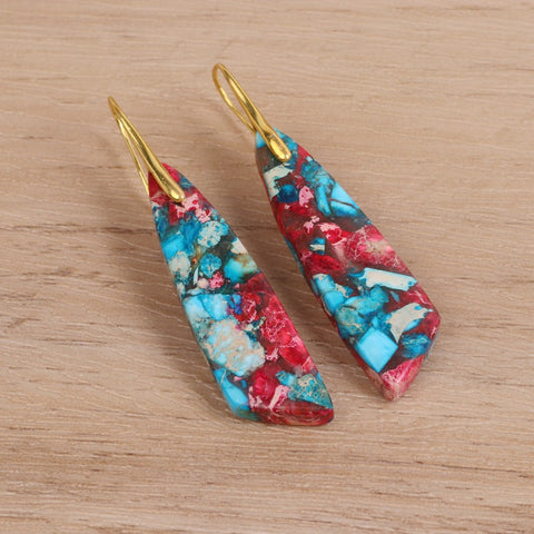 Geometric Flower Shape Pendant Earrings Rimantojewelry