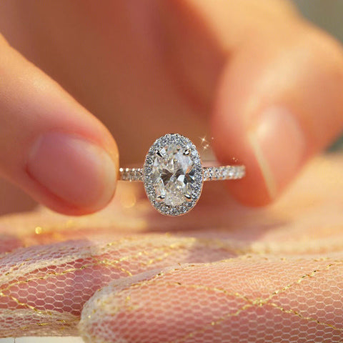 2.50 Ct Oval Cut Real Moissanite Engagement Ring 14K Solid White Gold diamond