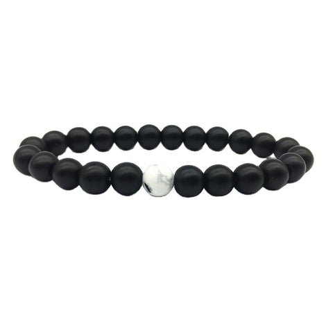 Frosted Stone White Turquoise 8mm Couple Suit Bracelet Rimantojewelry