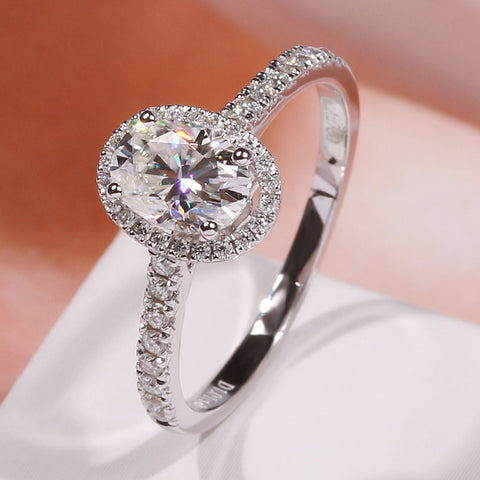 2.50 Ct Oval Cut Real Moissanite Engagement Ring 14K Solid White Gold Rimantojewelry