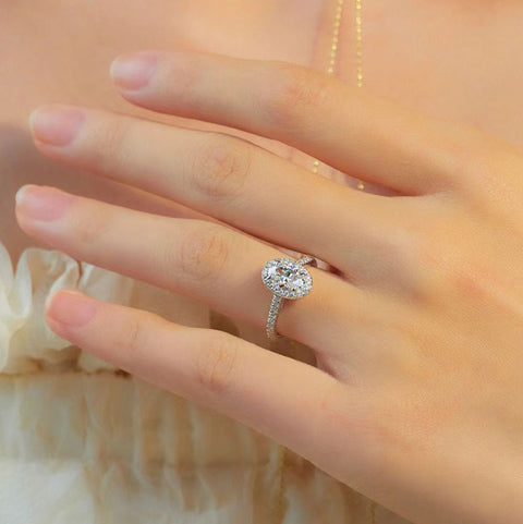 2.50 Ct Oval Cut Real Moissanite Engagement Ring 14K Solid White Gold Rimantojewelry