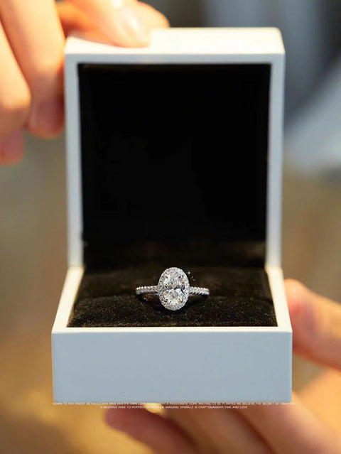 2.50 Ct Oval Cut Real Moissanite Engagement Ring 14K Solid White Gold Rimantojewelry