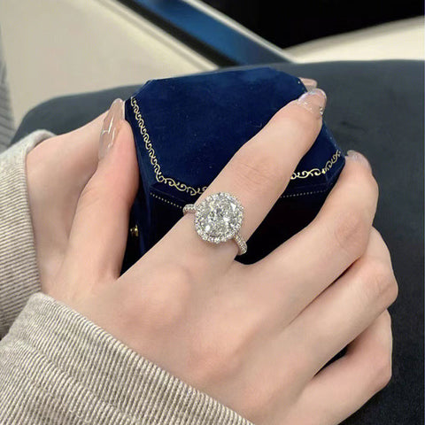 2.50 Ct Oval Cut Real Moissanite Engagement Ring 14K Solid White Gold Rimantojewelry