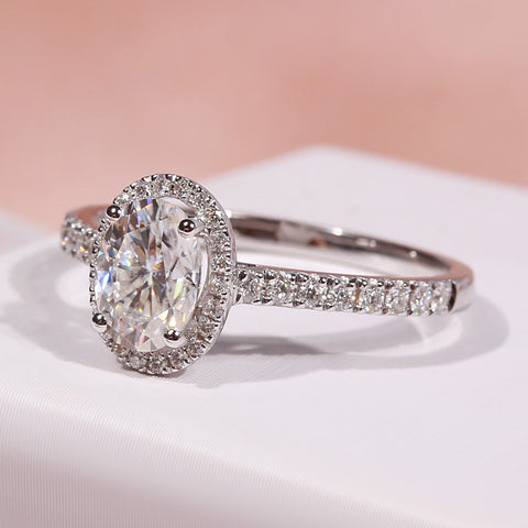 2.50 Ct Oval Cut Real Moissanite Engagement Ring 14K Solid White Gold Rimantojewelry
