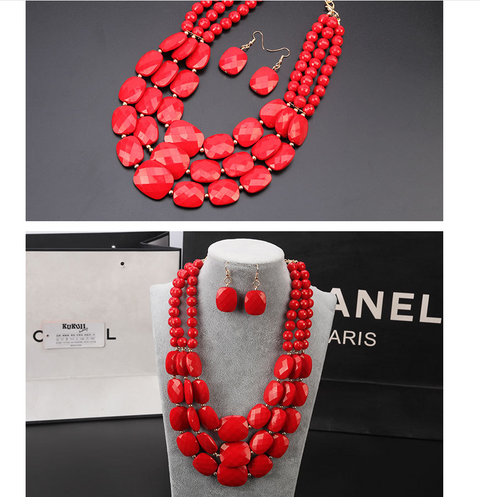 African Bib Beads Jewelry Set Rimantojewelry