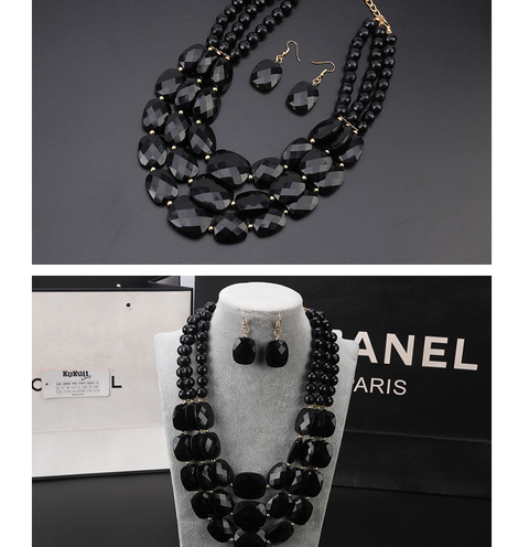African Bib Beads Jewelry Set Rimantojewelry
