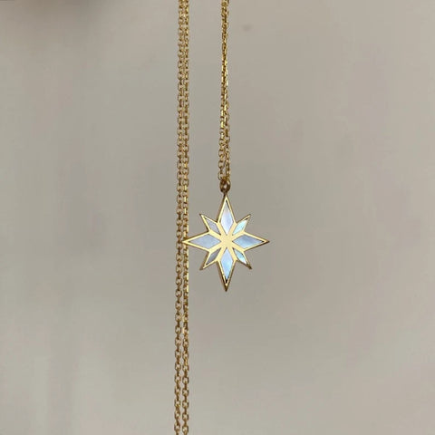 18K Gold Six Pointed Star Clavicle Chain Rimantojewelry