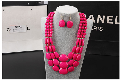 African Bib Beads Jewelry Set Rimantojewelry