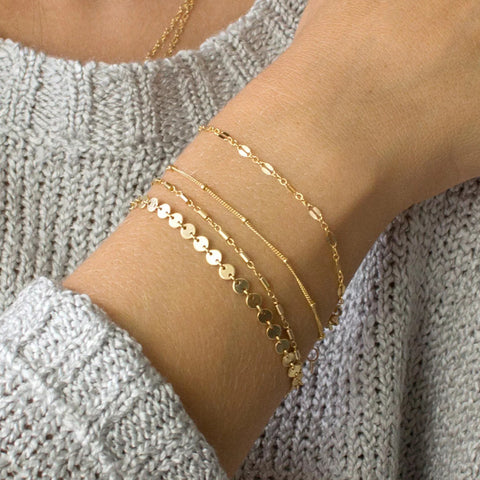 4-pack Set Tube Chain Disc Lace Bracelet Rimantojewelry