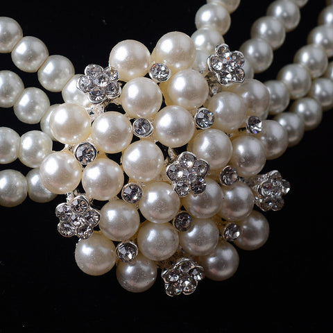 TL060 bridal chain, luxury pearl, flower necklace, earring set, wedding accessories Rimantojewelry