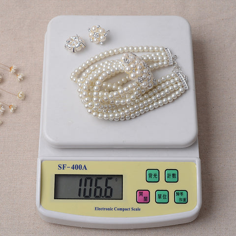 TL060 bridal chain, luxury pearl, flower necklace, earring set, wedding accessories Rimantojewelry
