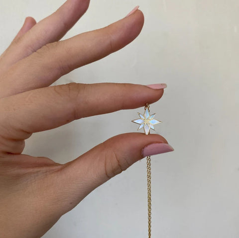 18K Gold Six Pointed Star Clavicle Chain Rimantojewelry