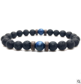 Personality Men's Black Volcanic Stone Bracelet Rimantojewelry