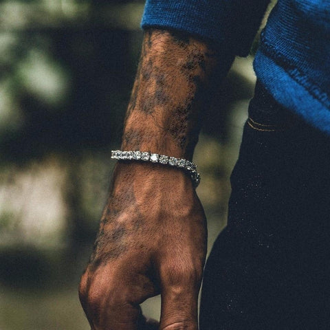 Hip Hop Bracelet Iced Out Single Row Rhinestones Chain Rimantojewelry