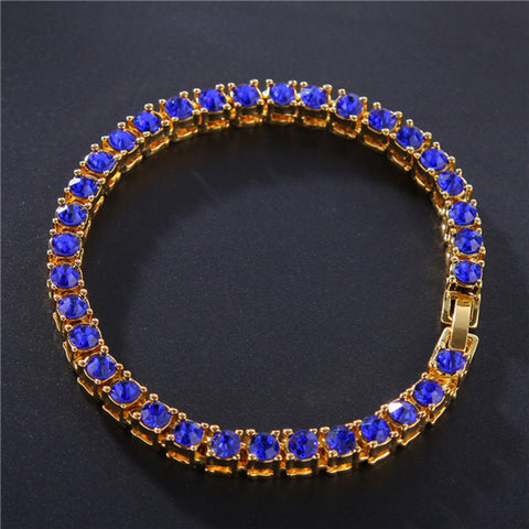 Hip Hop Bracelet Iced Out Single Row Rhinestones Chain Rimantojewelry
