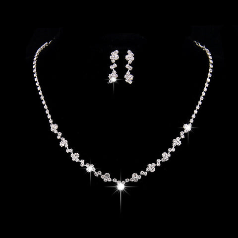 The supply of Bridal Necklace Earrings two sets of simple Rhinestone Suit Wedding Dress Accessories 425 Rimantojewelry