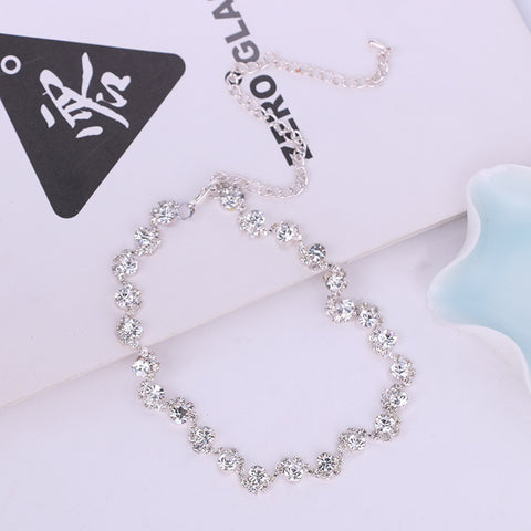 Simple diamond earrings necklace set bride Korean party dress wedding jewelry accessories Rimantojewelry