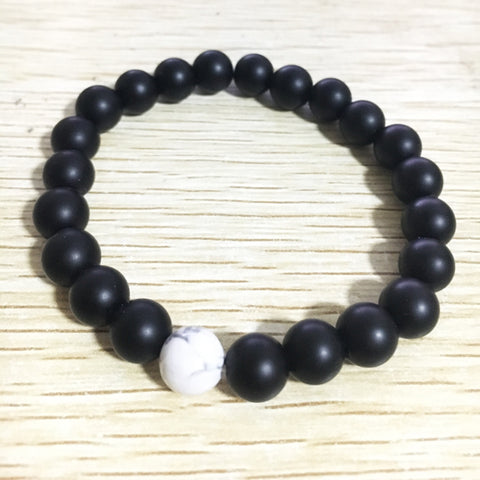 Frosted Stone White Turquoise 8mm Couple Suit Bracelet Rimantojewelry