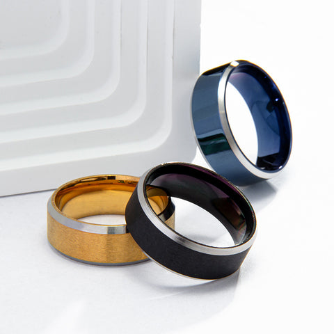 Ring Matt Stainless Steel Simple Design black 