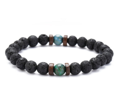 Personality Men's Black Volcanic Stone Bracelet Rimantojewelry