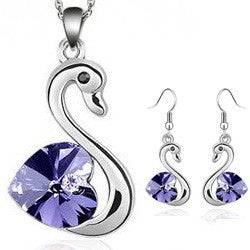 Crystal Love Swan Jewelry Set Rimantojewelry
